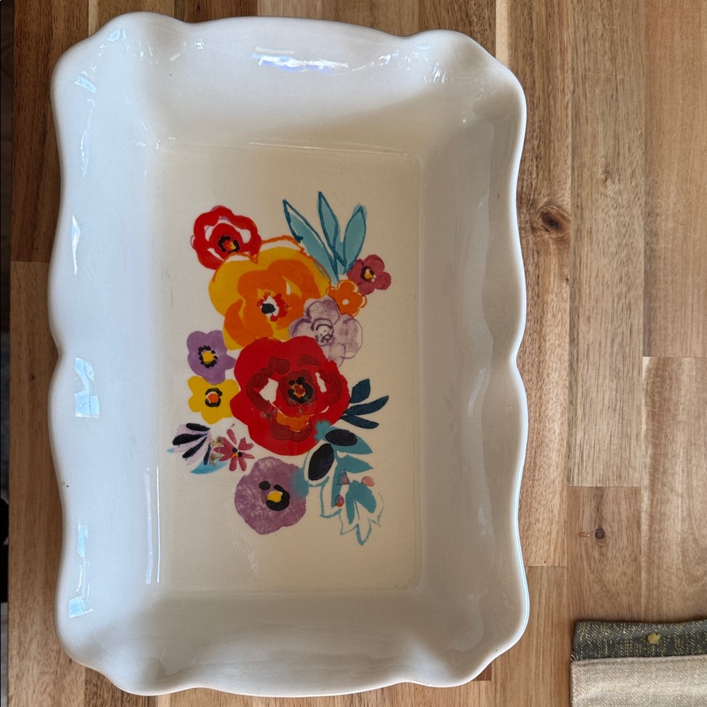 The Pioneer Woman Floral Rectangular Dish - Cream, Red, Orange, Blue